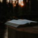 an-open-book-resting-on-a-log